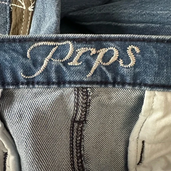 PRPS Indigo Miyagi Patchwork Cargo Denim Jeans Noir Bruised Never Broken Size 38